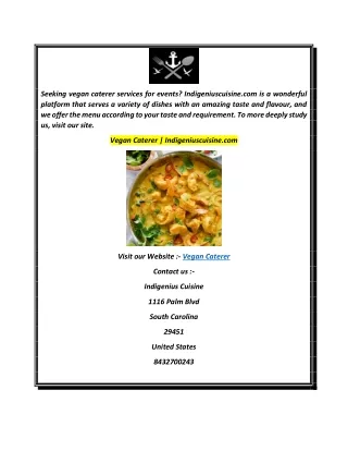 Vegan Caterer  Indigeniuscuisine.com