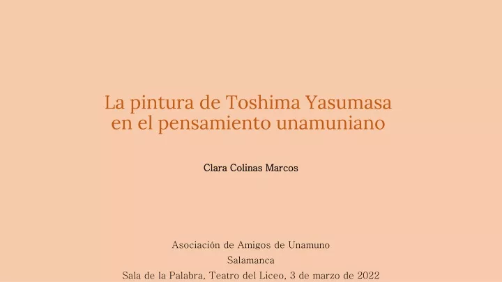 la pintura de toshima yasumasa en el pensamiento unamuniano