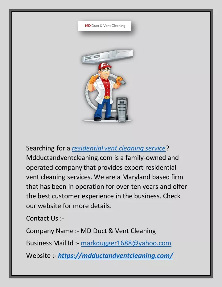 searching for a residential vent cleaning service