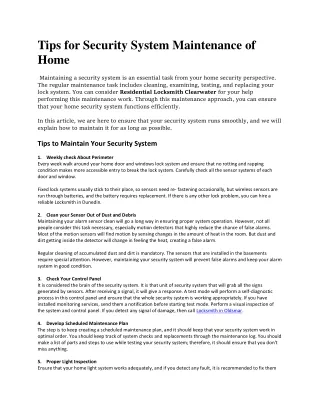 Tips for Security System Maintenance of Home