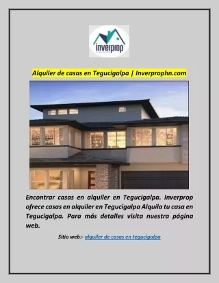 Alquiler de casas en Tegucigalpa | Inverprophn.com
