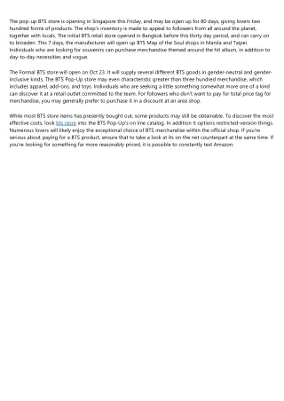 the pop up bts store is opening in singapore this