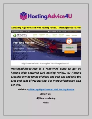 A2hosting High Powered Web Hosting Review | Hostingadvice4u.com