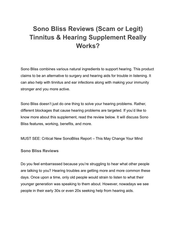 sono bliss reviews scam or legit tinnitus hearing