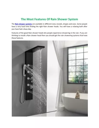 The Most Features Of Rain Shower System