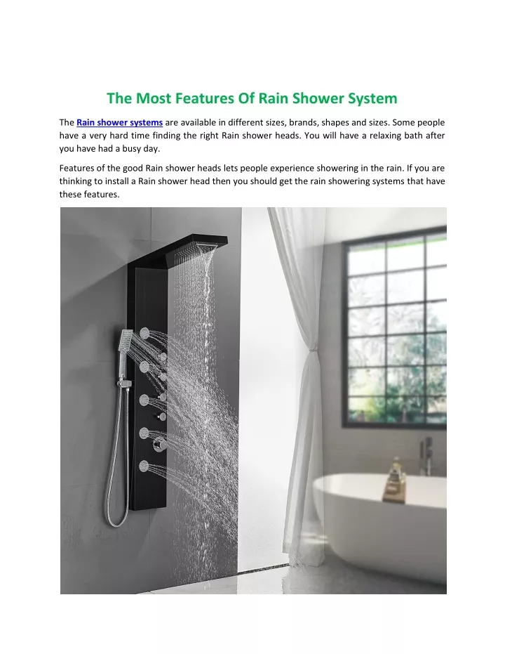 the most features of rain shower system