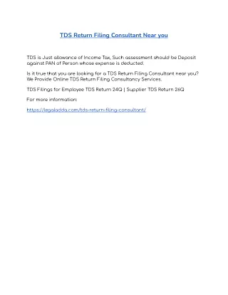 tds return filing consultant near you
