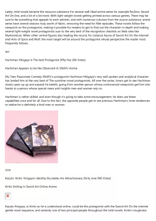 The ten Hottest Gentle Novel Protagonists, Based on MyAnimeList These novels fol