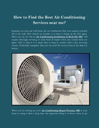 How to Find the Best Air Conditioning services near me