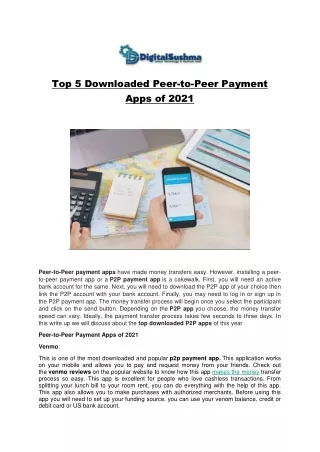 top 5 downloaded peer to peer payment apps of 2021