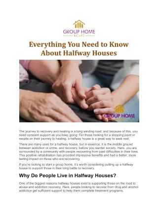 Everything You Need to Know About Halfway Houses