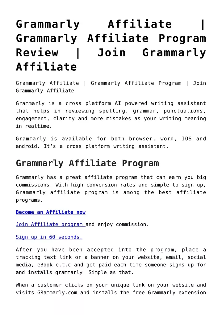 grammarly grammarly affiliate program review join