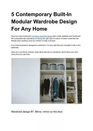 5 contemporary built in modular wardrobe design