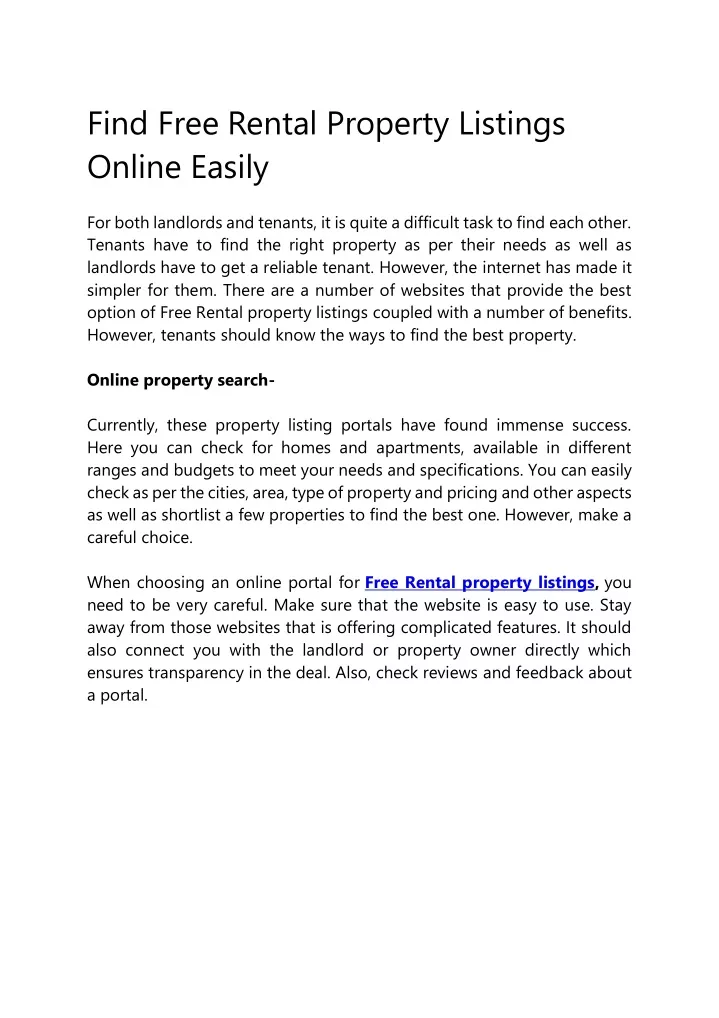 find free rental property listings online easily