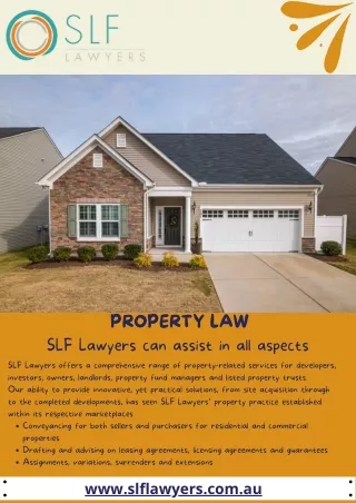 SLF Lawyers offers a comprehensive range of property-related services