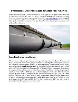 Professional Gutter Installers at Gutter Pros America
