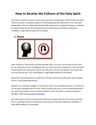 how to receive the fullness of the holy spirit