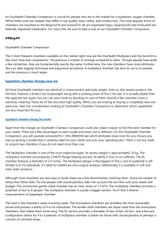 an oxyhealth chamber comparison is crucial