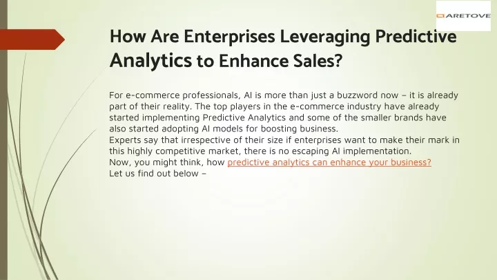 how are enterprises leveraging predictive analytics to enhance sales