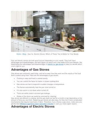 Gas Vs Electric Stoves Which of These Two Is Better for Your Needs