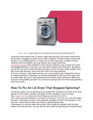 Here’s Why Your LG Dryer Won’t Turn On and Off How to Fix