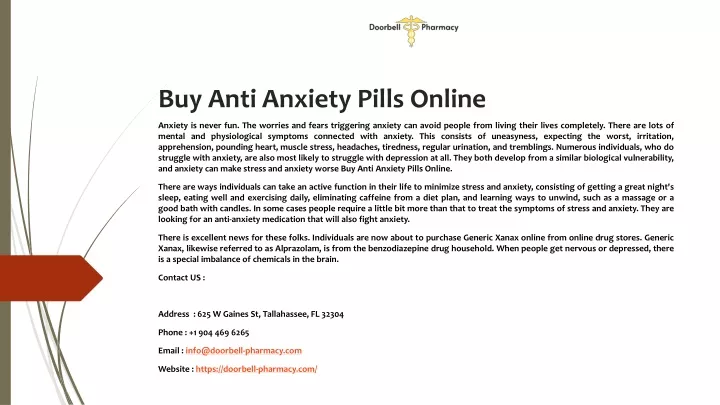 buy anti anxiety pills online