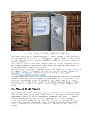 home blog causes of a sub zero ice maker to stop