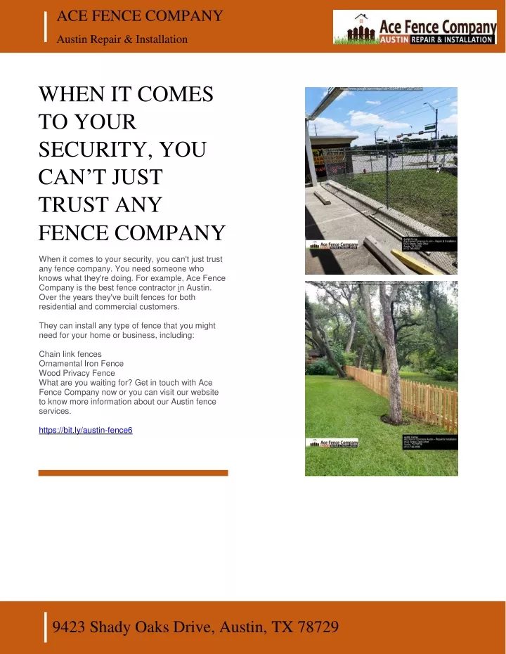 ace fence company austin repair installation