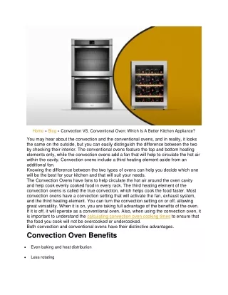 Convection VS Conventional Oven Which Is A Better Kitchen Appliance