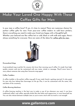 Make Your Loved One Happy With These Coffee Gifts for Men