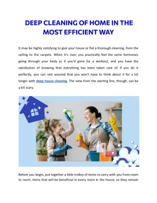 deep cleaning of home in the most efficient way