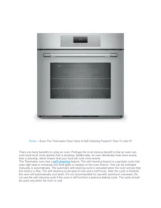 Does The Thermador Oven Have A Self-Cleaning Feature How To Use It