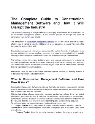 The Complete Guide to Construction Management Software and How It Will Disrupt the Industry