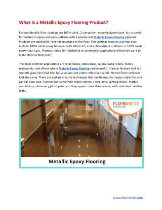 What Is a Metallic Epoxy Flooring Product