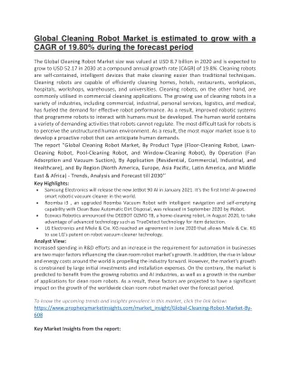 global cleaning robot market is estimated to grow