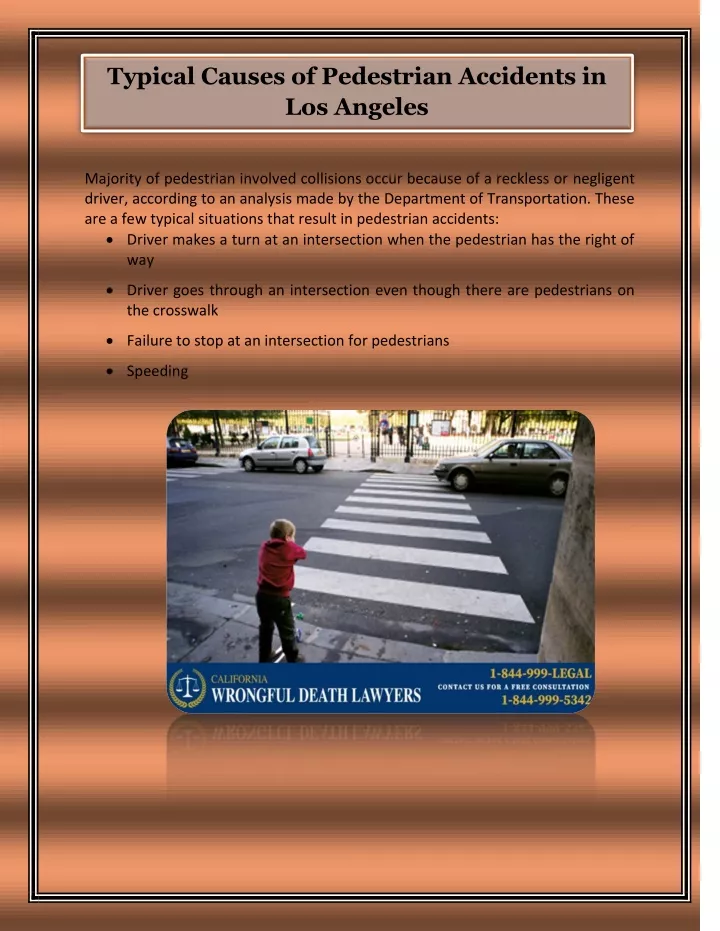 typical causes of pedestrian accidents