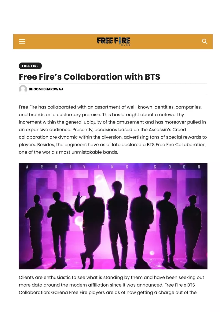 free fire free fire s collaboration with bts