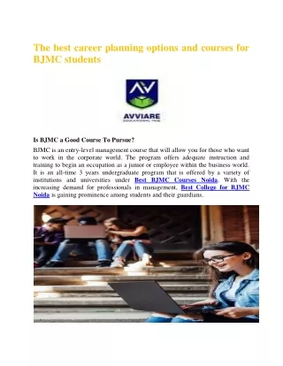 The best career planning options and courses for BJMC students