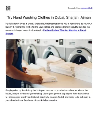 Fold Laundry Service in Dubai, Sharjah | Clothes Washing Machine