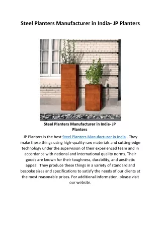 Steel Planters Manufacturer in India - JP Planter