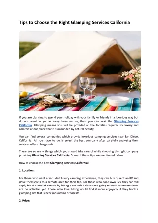 Tips to Choose the Right Glamping Services California.docx