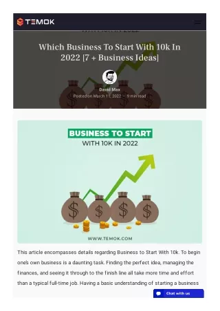 which business to start with 10k in 2022