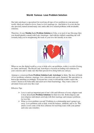 World  Famous  Love Problem Solution