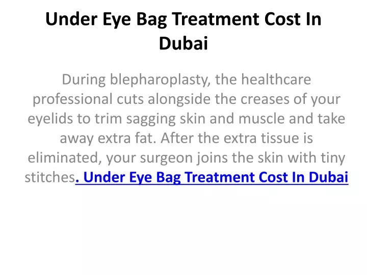 under eye bag treatment cost in dubai