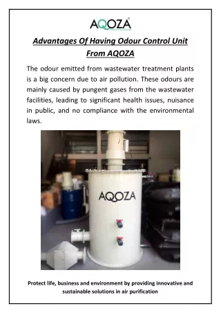 advantages of having odour control unit from aqoza