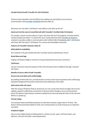 fonada partnered with truecaller for call
