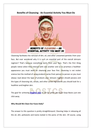 benefits of cleansing an essential activity