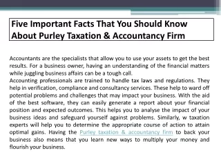 Five Important Facts That You Should Know About Purley Taxation & Accountancy Firm