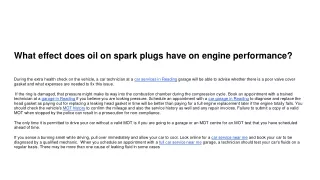 what effect does oil on spark plugs have on engine performance