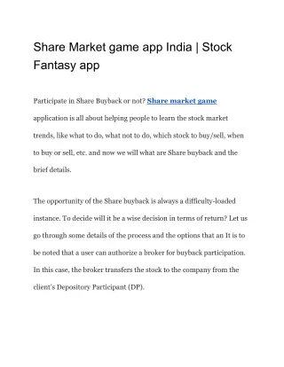 Share Market game app India | Stock Fantasy app | BYSOS